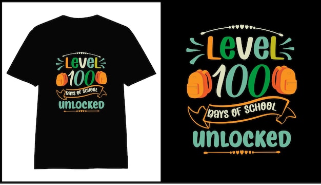 オンデマンド印刷用の学校のカラフルな t シャツ デザインのベクトルの 100 日