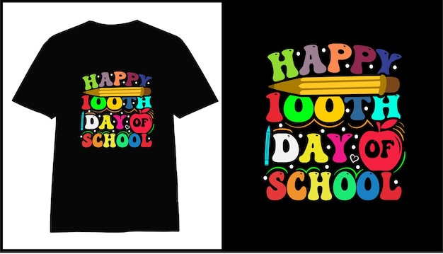 100-й день школы красочный вектор дизайна футболки для печати