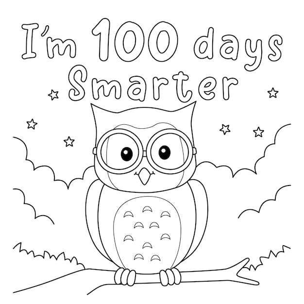 100th Day Of School Smarter Owl Coloring Page