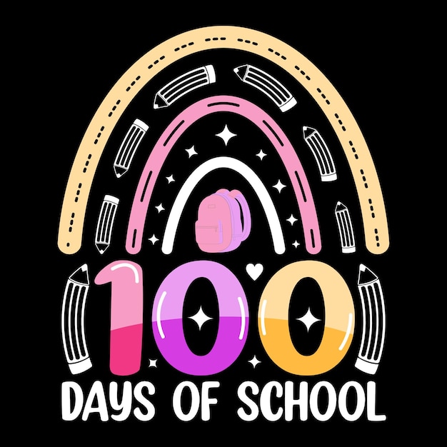 学校の 100 日、100 日 t シャツ デザイン、100 日祝賀 t シャツ