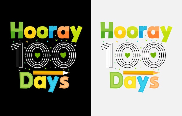 Vector 100th days of school, hundred days t shirt design, 100th days celebration t shirt