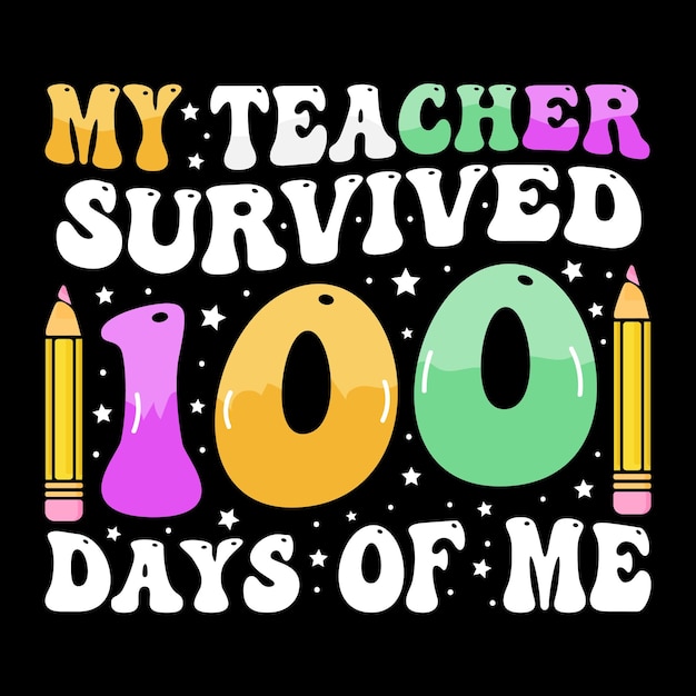 Vector 100th days of school t shirt, hundred days t shirt design, 100th days celebration t shirt, kids colo