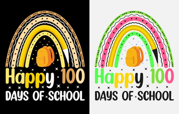 Vector 100th days of school t shirt , hundred days t shirt design set