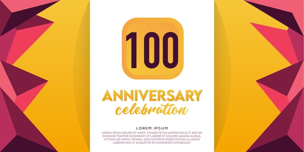 100th years anniversary celebration design with red and orange colour vector design.