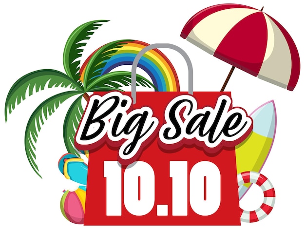 1010 big sale promotion banner with summer stuffs