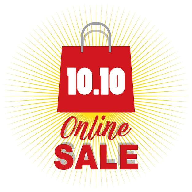 1010 online sale banner met rode boodschappentas