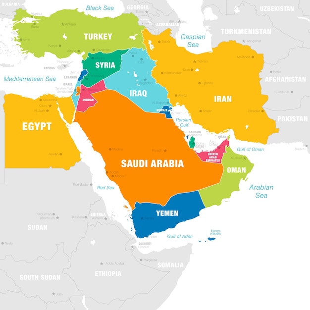 Vector 1013_middle east map soft colors