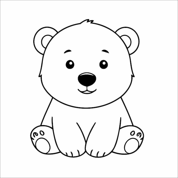 Vector 105 cute polarbear kawaii vector coloring page for kids