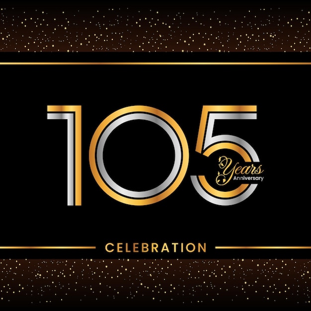 Дизайн логотипа 105-летия с концепцией двойной линии Золотого и Серебряного цветов Логотип Вектор Шаблон
