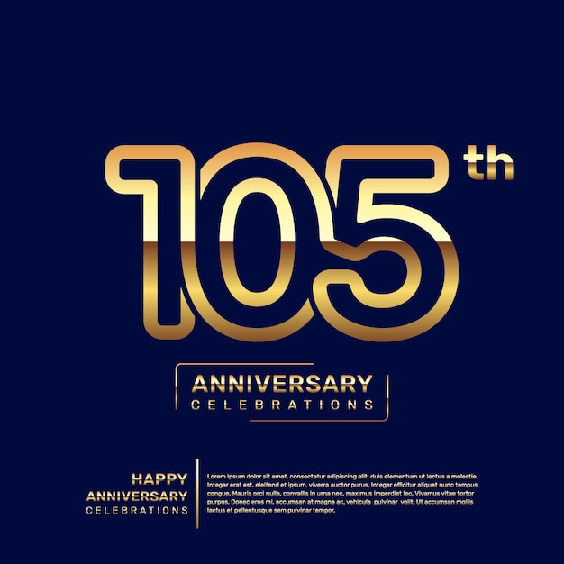 105th year anniversary logo design with a double line concept in gold color