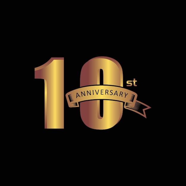 10e verjaardag Vector gouden editie op zwarte achtergrond