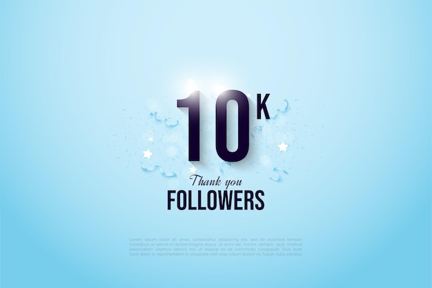 Фон 10k Follower с градиентным синим фоном, нависающим над фигурой.
