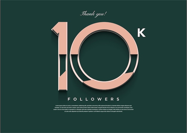 10k followers celebration on clean green background design premium vector