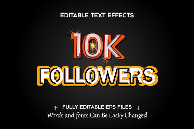 Vector 10k followers editable 3d text