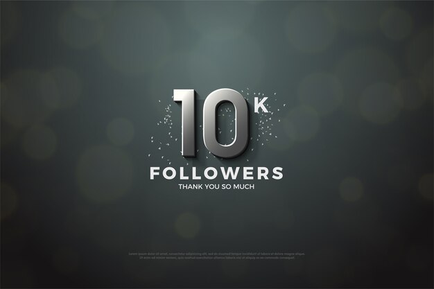 10k follower o abbonati con numeri metallici 3d.