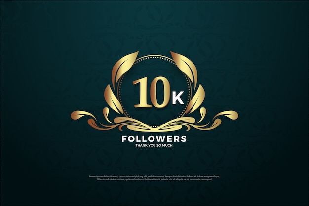 10k follower o abbonati con numeri d'oro e foglia d'oro.