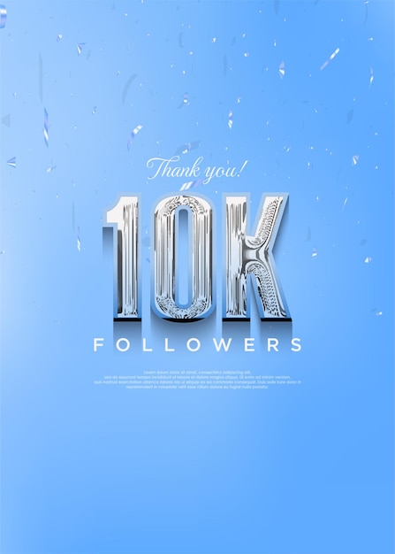 10K thank you followers with bright blue numbers and with a cool theme