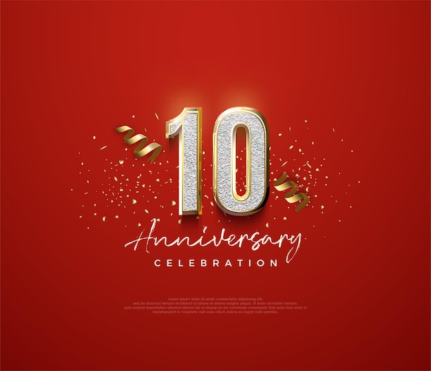 10th anniversary number with an elegant and luxurious design for celebration Premium vector background for greeting and celebration