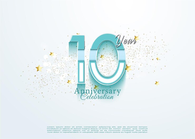 10th anniversary with celebration ornament decoration.