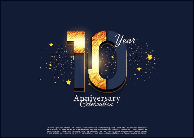 Vector 10th anniversary with elegant concept coloring.