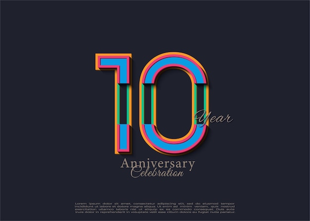 10th anniversary with number color combined.