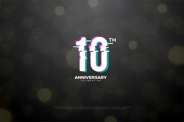 Vector 10th anniversary with numbers slice in peace