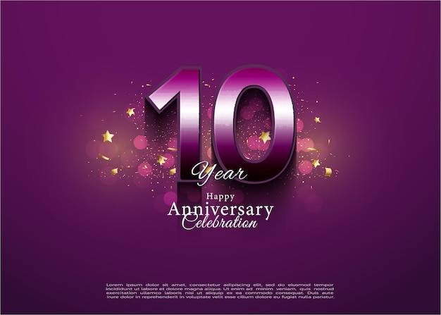 10th anniversary with purple numeral color combined.