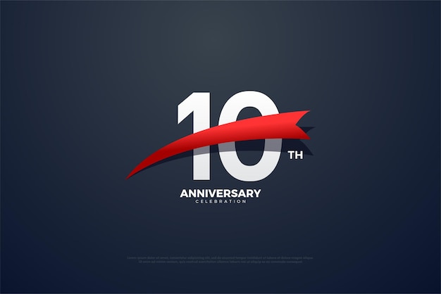 10th Anniversary with red tapered figures and illustrations