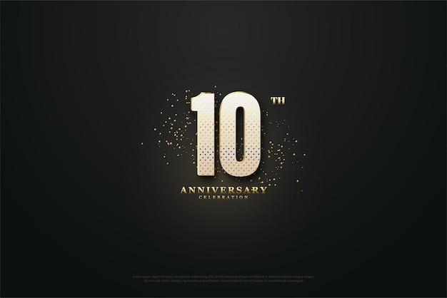 10th anniversary with shining numbers and gold dots illustration