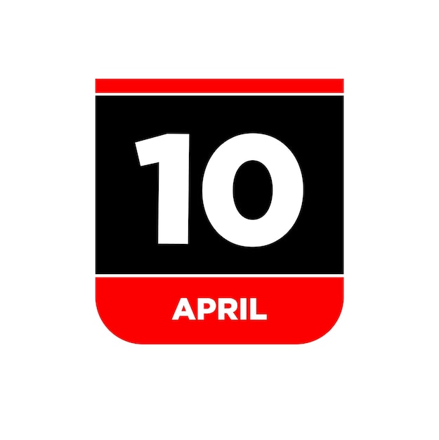 10th April vector icon 10 April calendar