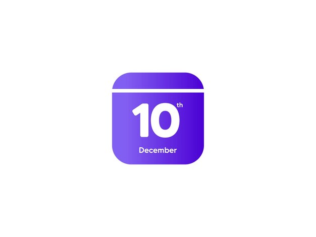 Vector 10th december calendar date month icon with gradient color flat design style vector illustration