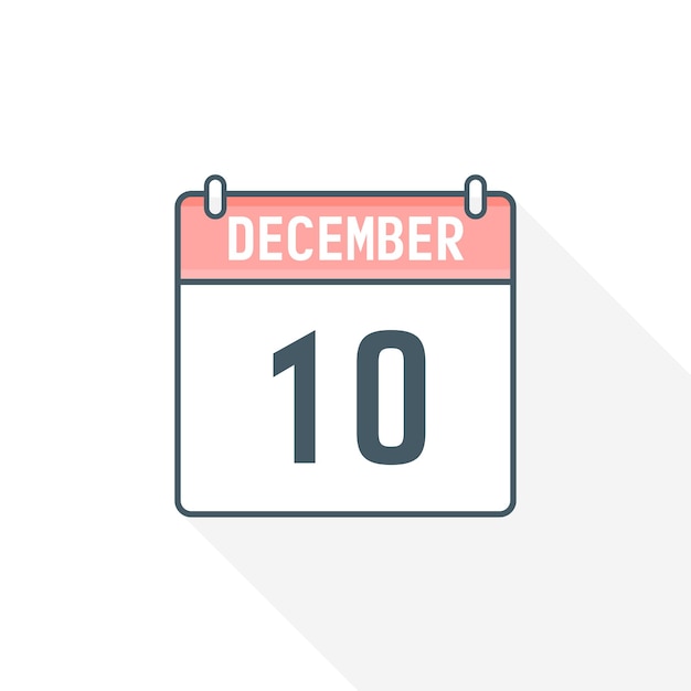 10th December calendar icon December 10 calendar Date Month icon vector illustrator