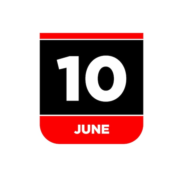 10th June calendar vector icon 10 June monogram