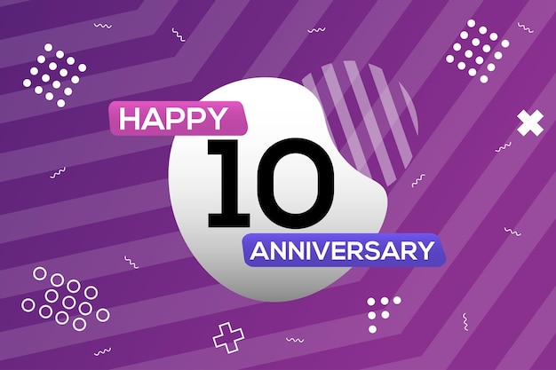 10th year anniversary logo vector design anniversary celebration with colorful geometric shape