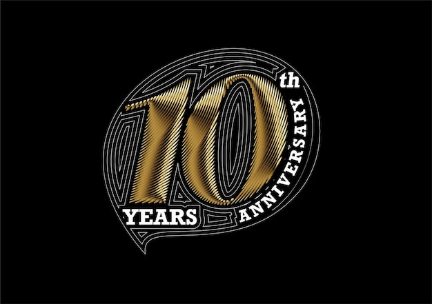 Vector 10th years anniversary celebration gold design. vector design.