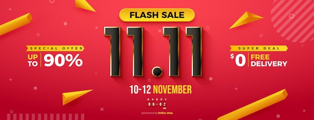 11 11 Flash sale with gold edged numbers