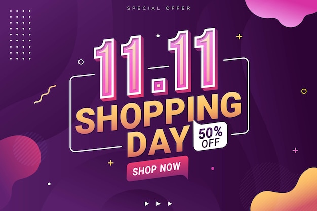 11.11 promozione sconto banner vendita giorno dello shopping online