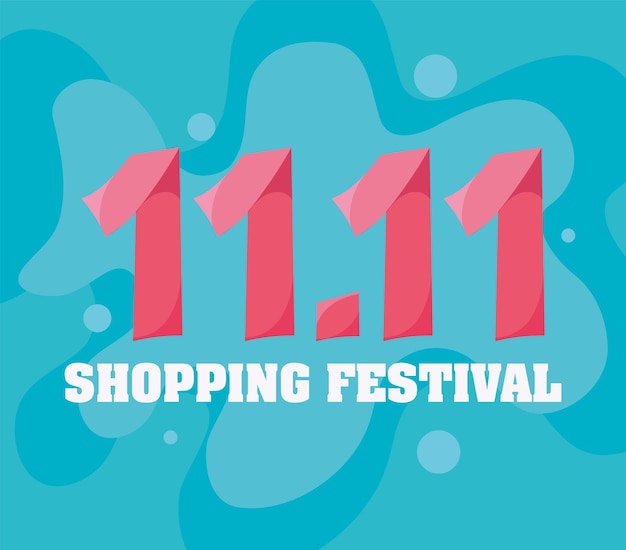 11 11 banner per il giorno dello shopping di colore blu