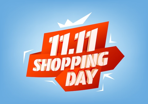 11.11 progettazione di poster o volantini per la vendita di shopping day. vendita di giornata mondiale dello shopping globale.