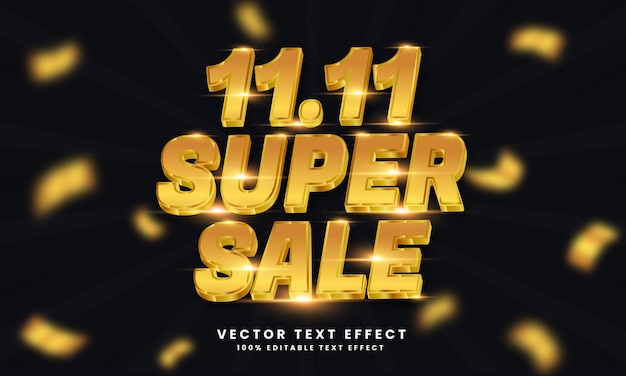 11.11 super sale vector 3d-teksteffect promotieontwerp