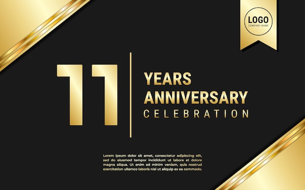11 jaar jubileum sjabloonontwerp Gouden jubileumviering vectorillustratie