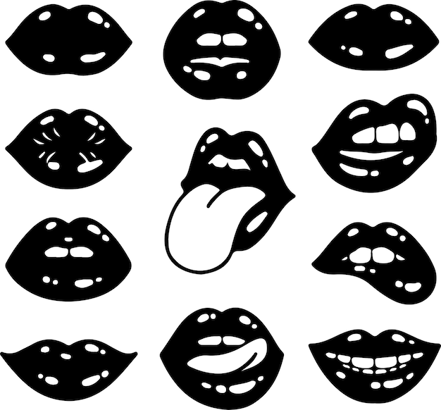 Vector 11 lips combo  vector kiss lips bite svg,