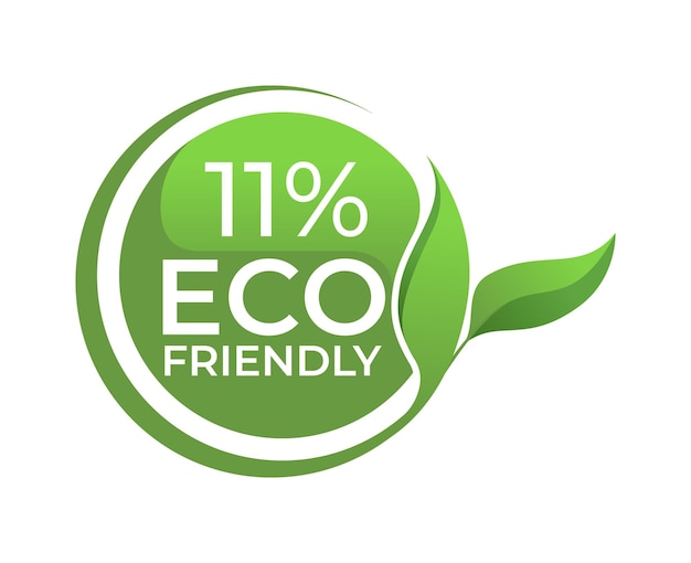 11 procent eco-vriendelijke groene sticker of labelontwerp Vectorillustratie