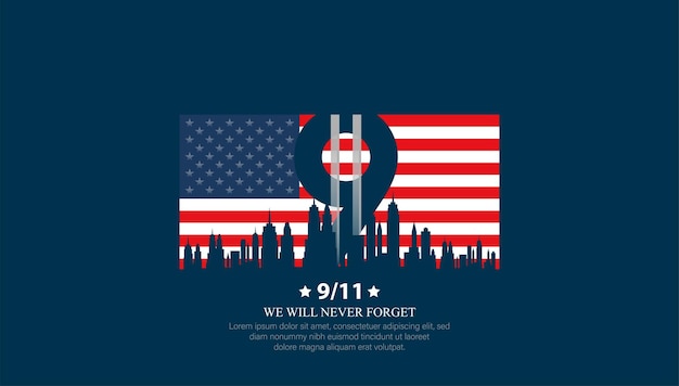 11 сентября - иллюстрация к плакату или баннеру ко Дню патриота США.