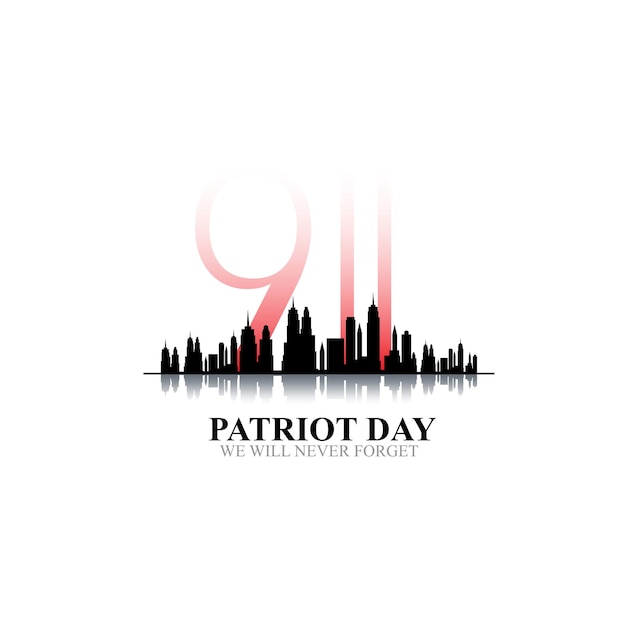 11 September- illustration for Patriot Day USA poster or banner.