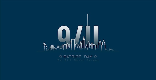 11 settembre - illustrazione per poster o banner patriot day usa.