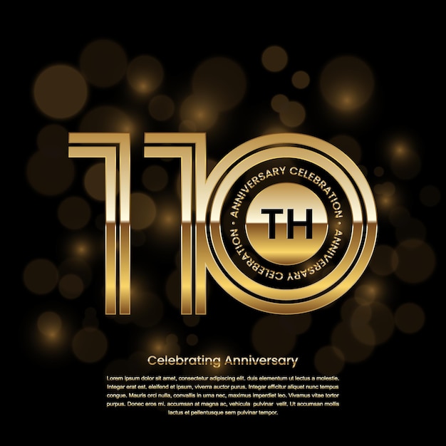 110 years anniversary logo design with gold color and double line style Logo Vector Template