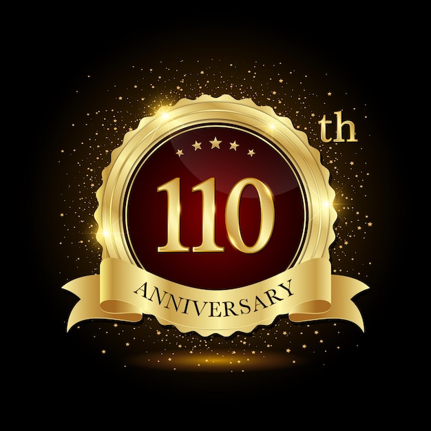 110th Anniversary Golden emblem design for birthday event Anniversary logo Anniversary template