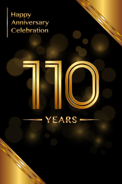 110th Anniversary template design with double line numbers Golden anniversary template Vector