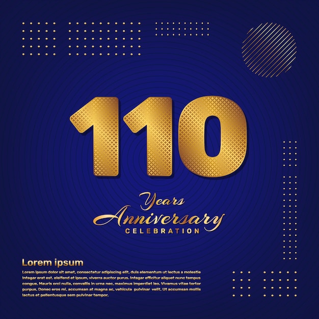 110th anniversary template design with a golden pattern number style isolated on a blue background